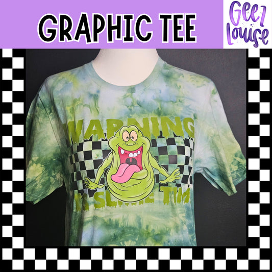 Warning It's Slime Time Hand Dyed Graphic Tee - Ready to Ship