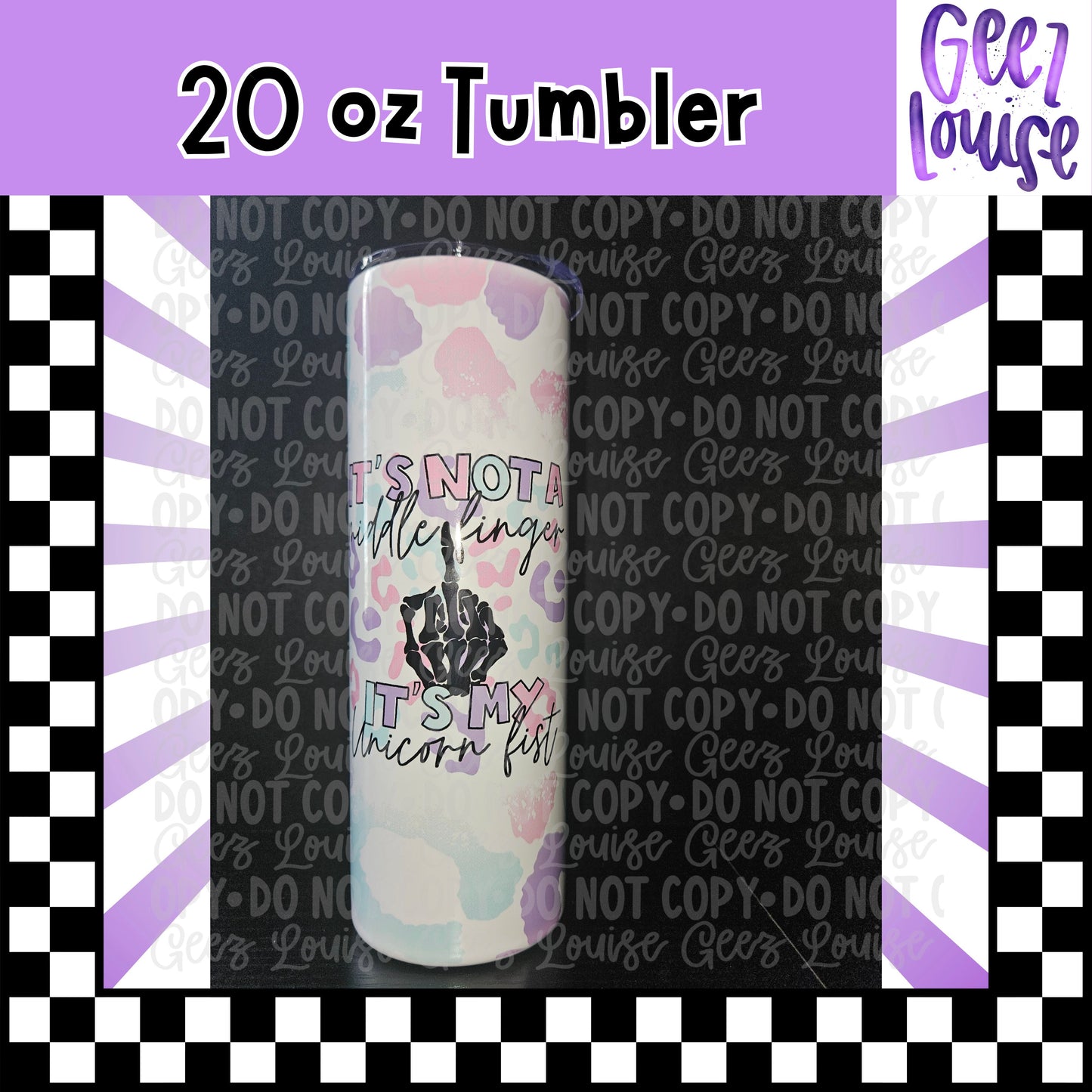 Unicorn Fist “It’s Not a Middle Finger” 20 oz Stainless Steel Tumbler – Lid & Straw Included