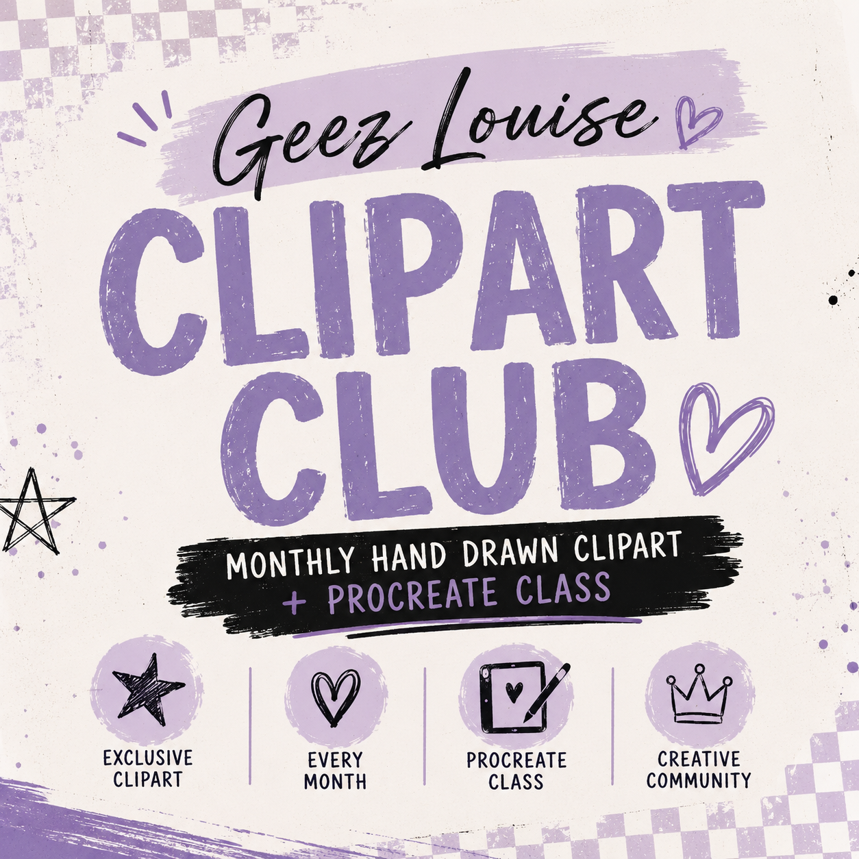 Geez Louise Clipart Club | Monthly Hand Drawn Clipart & Procreate Class Subscription