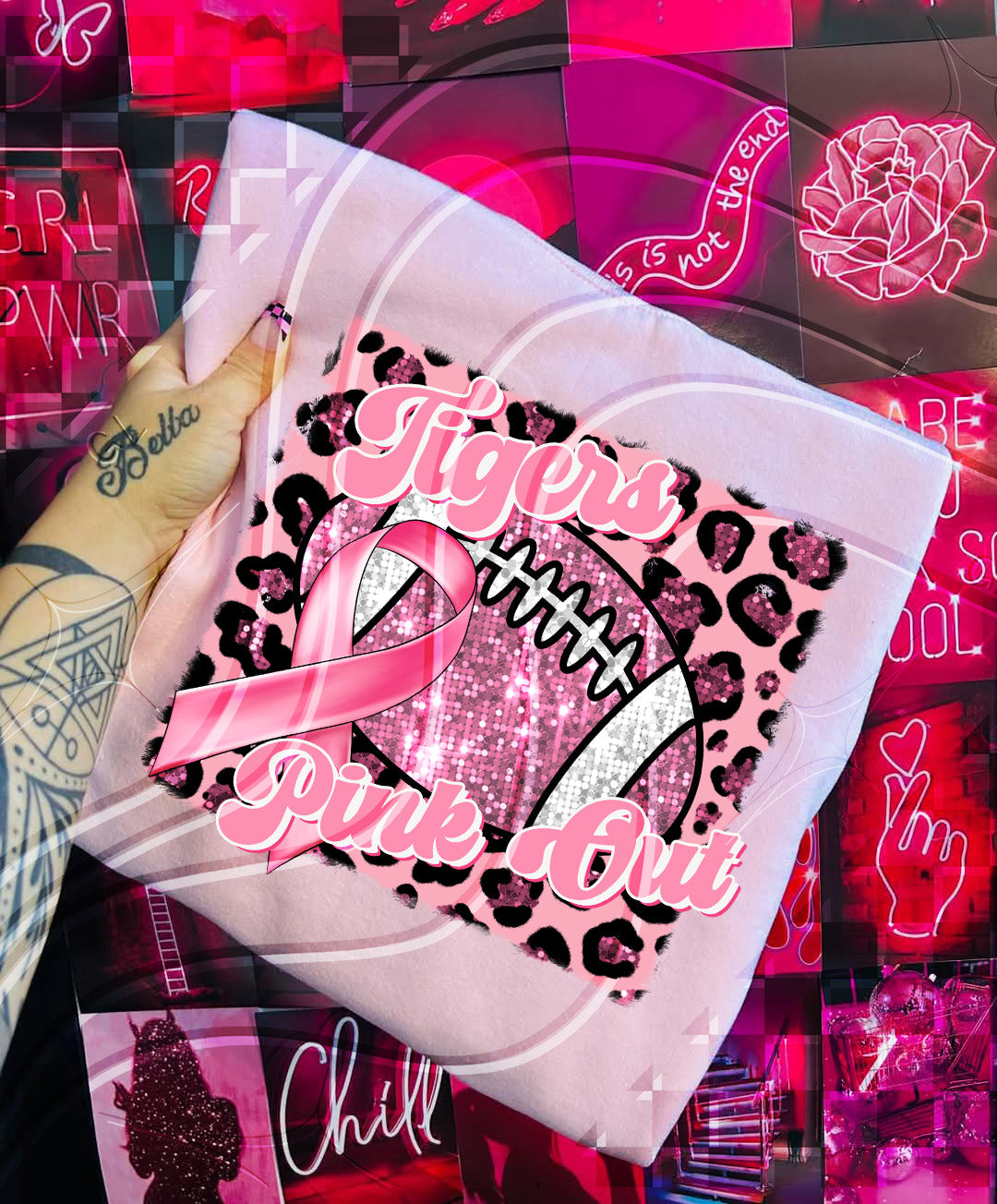 Pink Out Football Game Day Digital Design – Custom Team Name