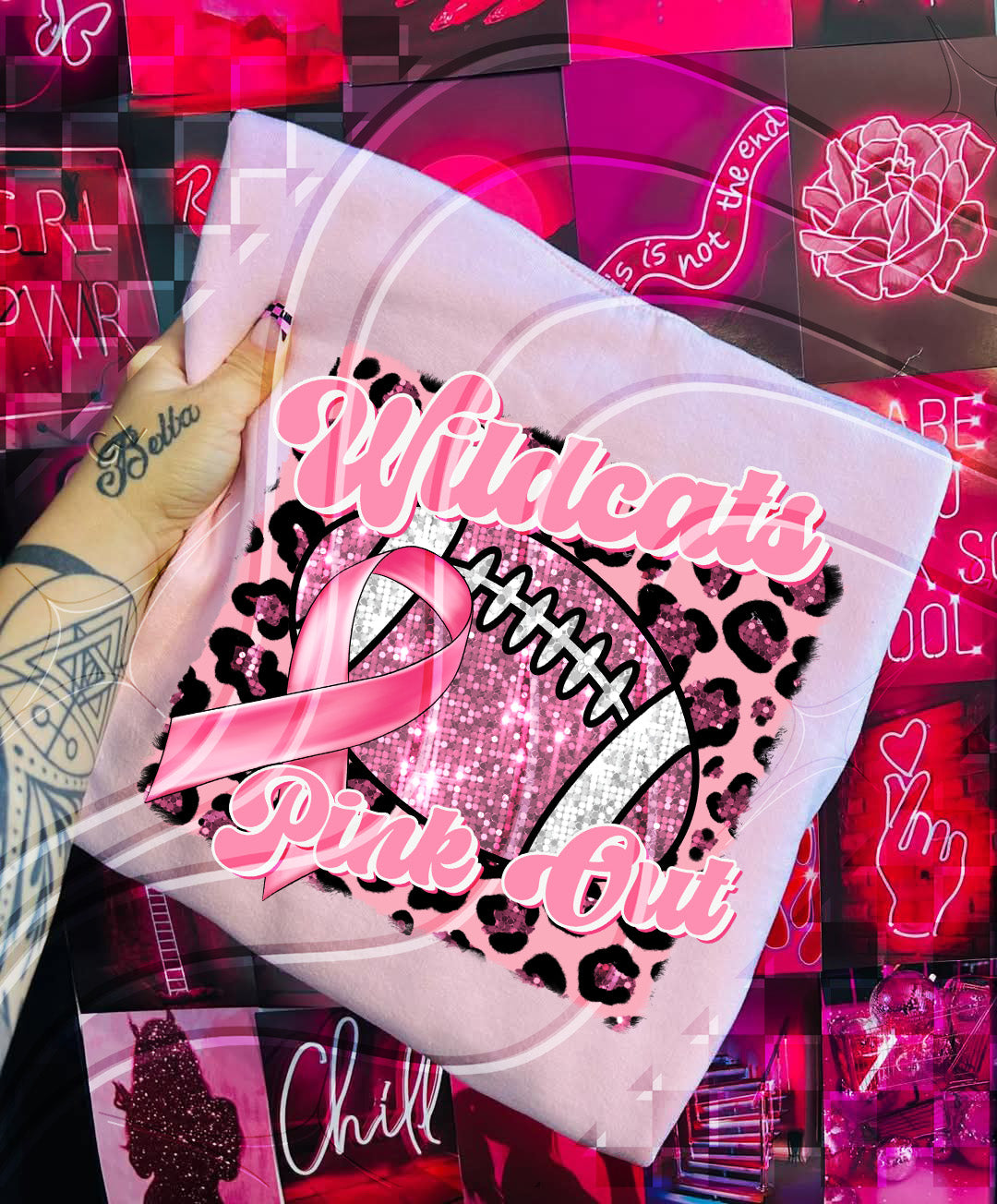 Pink Out Football Game Day Digital Design – Custom Team Name