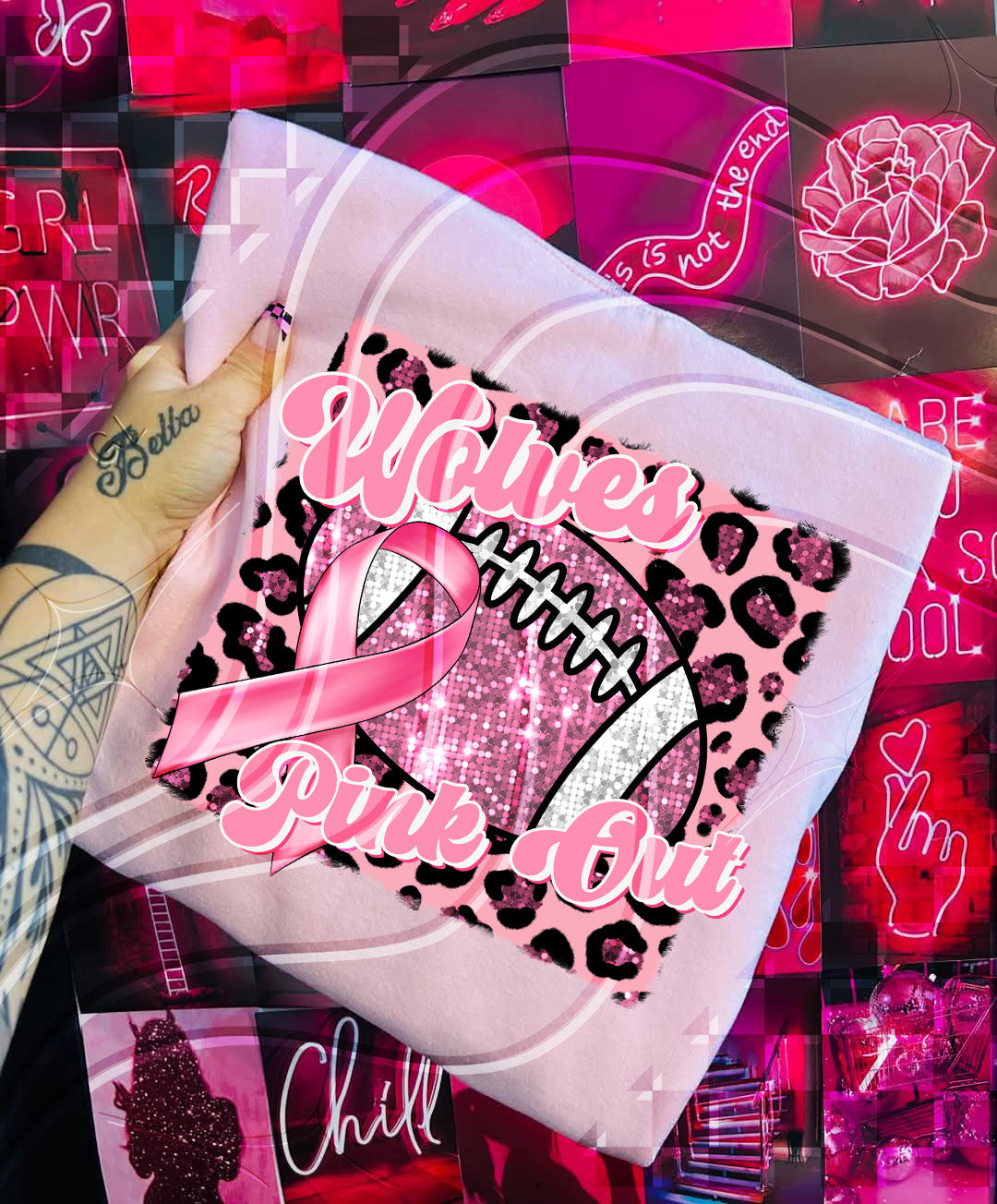 Pink Out Football Game Day Digital Design – Custom Team Name