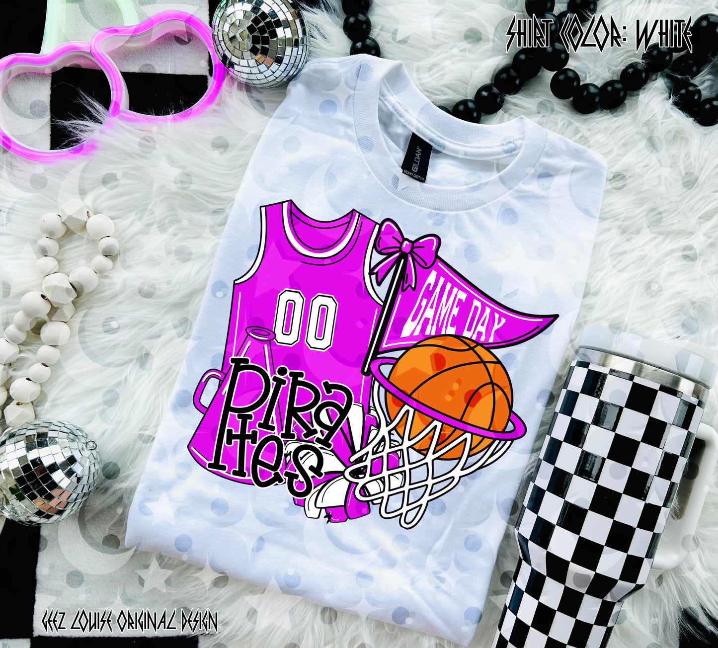 Basketball Game Day Digital Design | Custom Team Spirit PNGs (100+ Teams) - Pink
