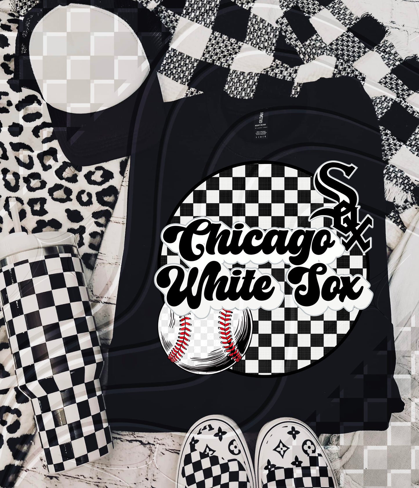 Checkered Spirit Baseball Circle | 30 Team Options - Digital Download- PNG