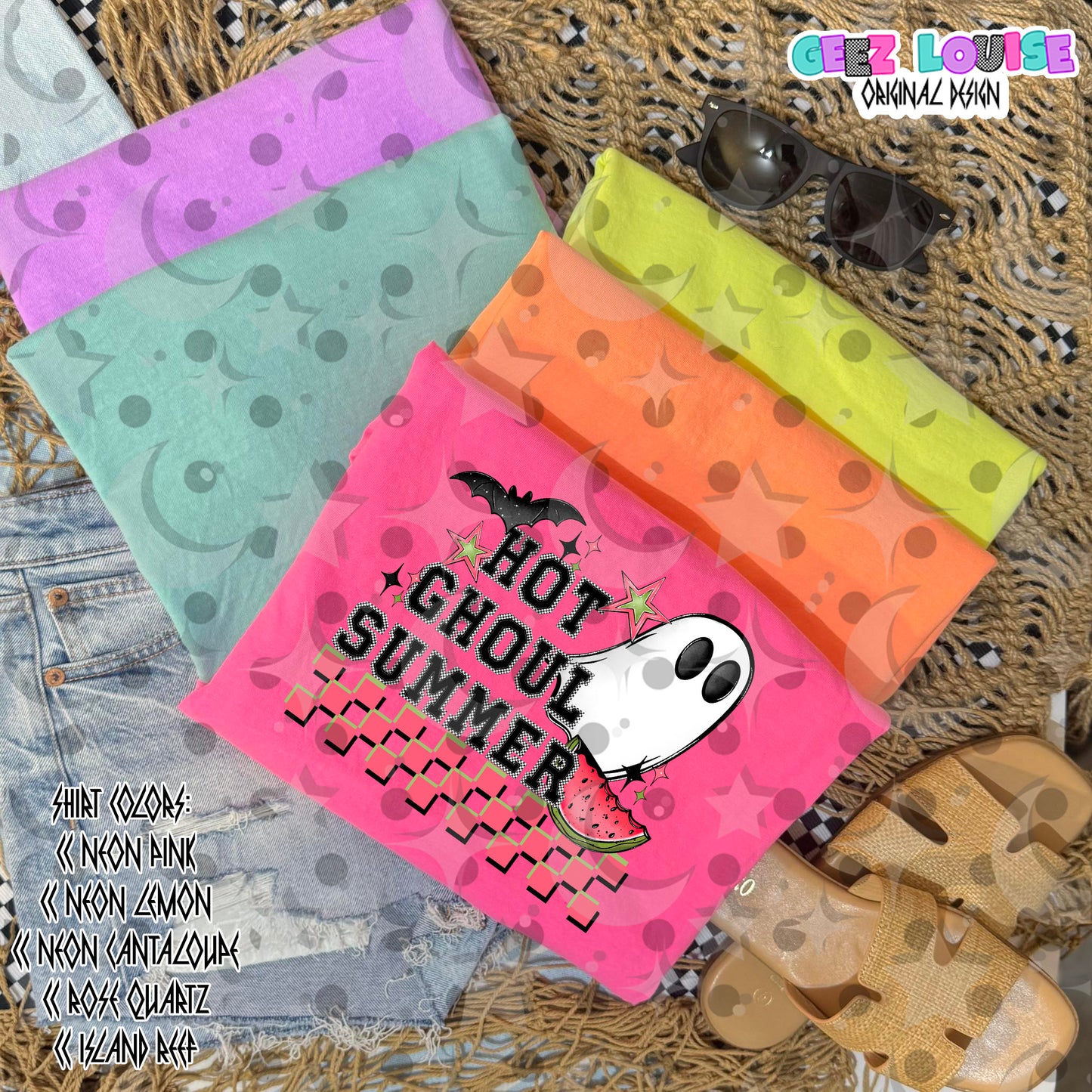 Hot Ghoul Summer PNG | Funny Halloween Summer Design | Ghost Watermelon Sublimation PNG | Retro Checkerboard Graphic