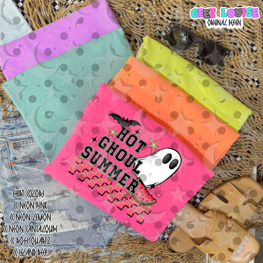 Hot Ghoul Summer PNG | Funny Halloween Summer Design | Ghost Watermelon Sublimation PNG | Retro Checkerboard Graphic