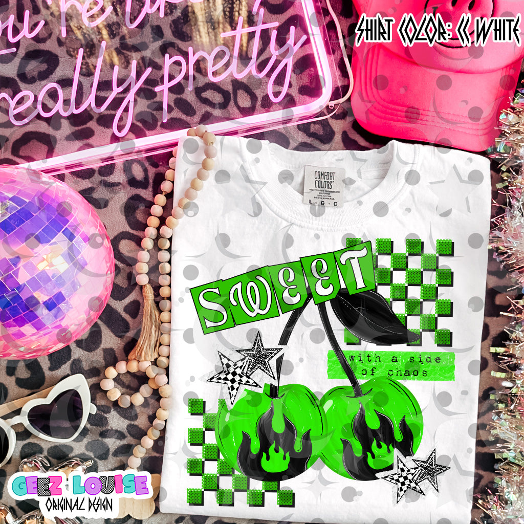 Sweet with a Side of Chaos PNG | Retro Cherry Sublimation Design | Goth Cherry Shirt PNG