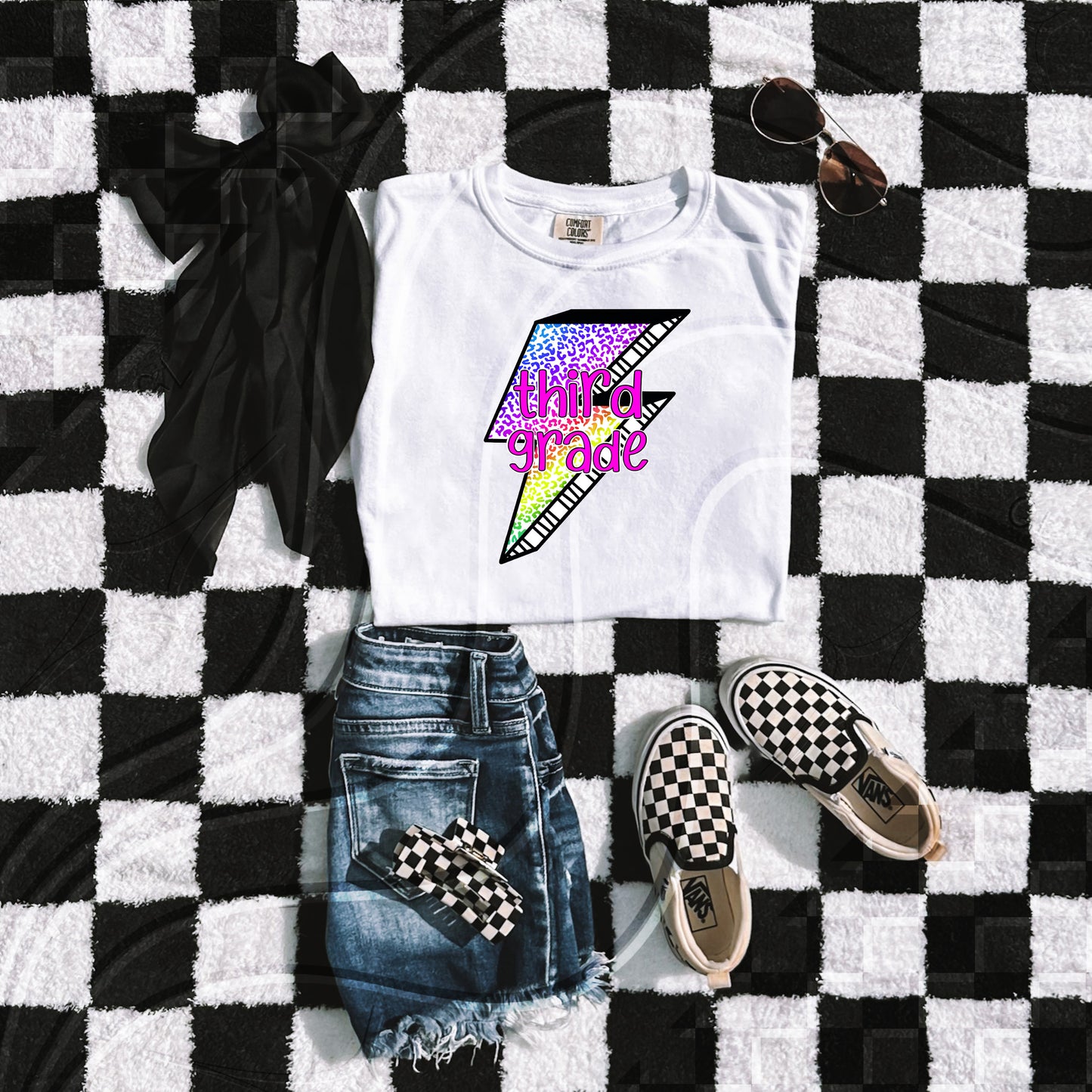 Pink rainbow leopard lightning bolt - Digital Download- PNG