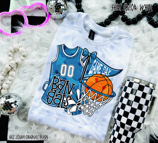 Basketball Game Day Digital Design | Custom Team Spirit PNGs (100+ Teams) - Light Blue