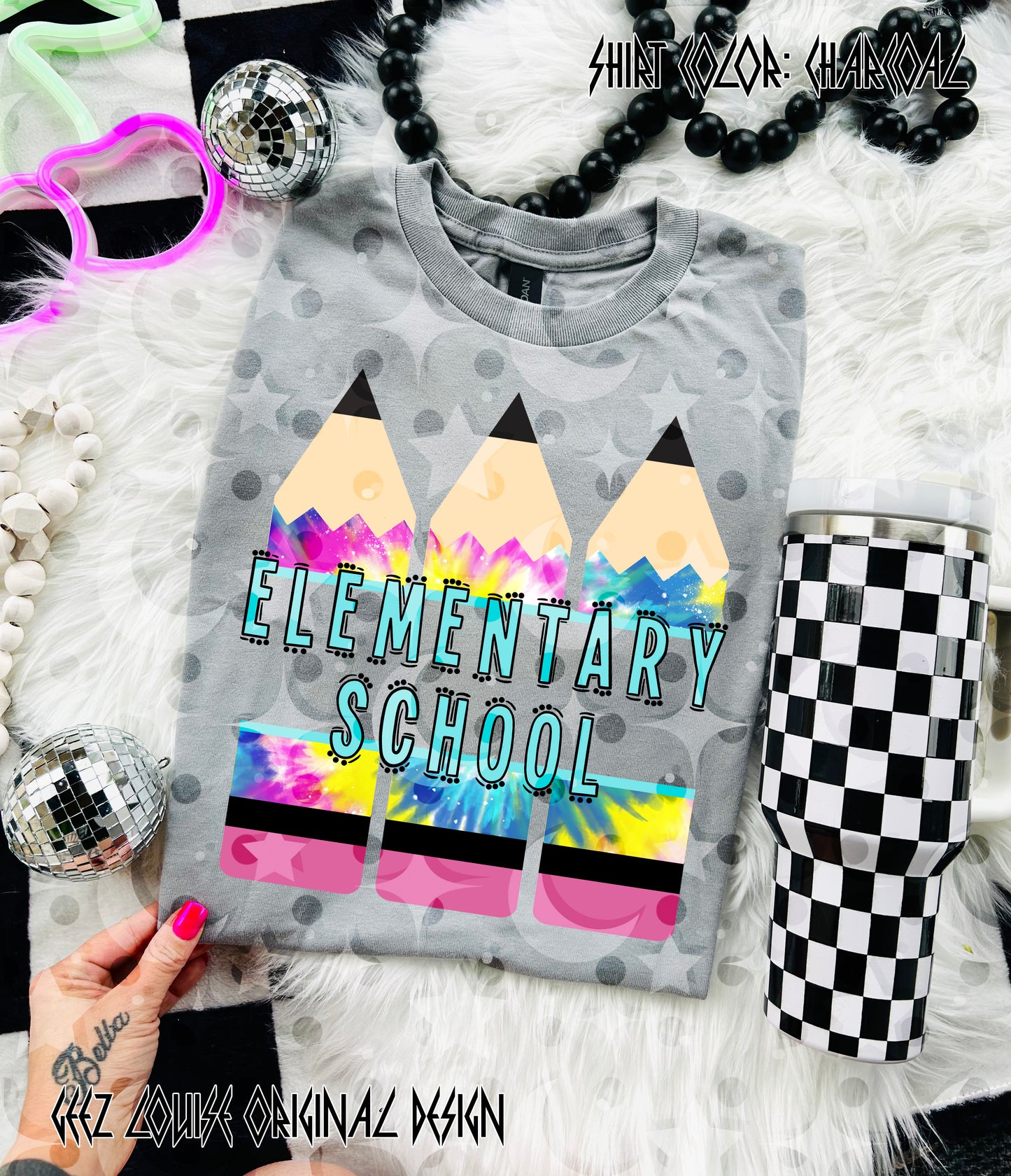 Tie Dye Pencil — Teacher & Grade PNG (multiple options!)