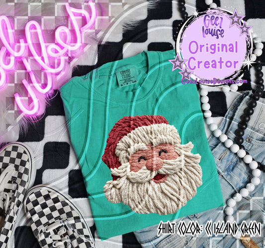 Yarn Texture Santa Face Digital Design | Classic Rope Stitch Effect | Cozy Christmas Sublimation PNG
