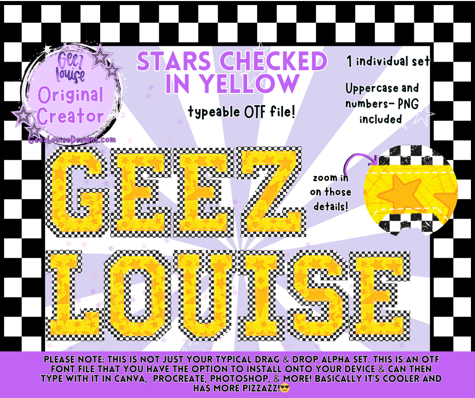 Stars Checked In – OTF Fonts + PNG | Multiple Color Variants