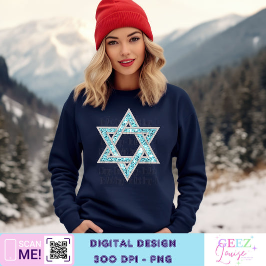 Star of david sequin - Digital Download- PNG