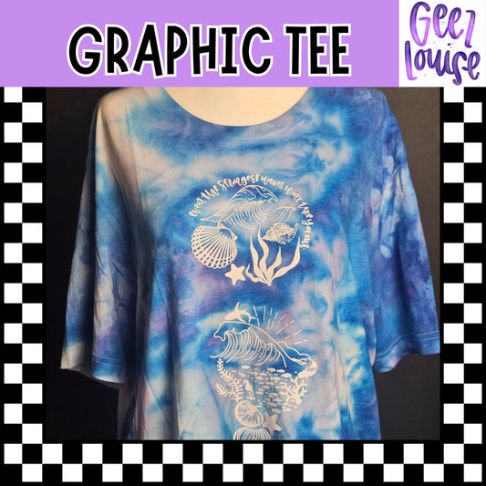 Even the Strongest Waves Hand Dyed Graphic Tee - Ready to Ship