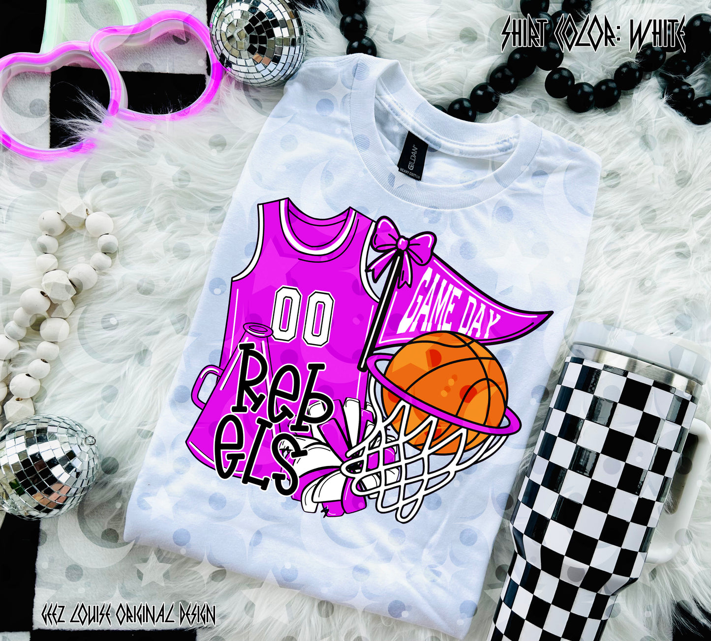 Basketball Game Day Digital Design | Custom Team Spirit PNGs (100+ Teams) - Pink