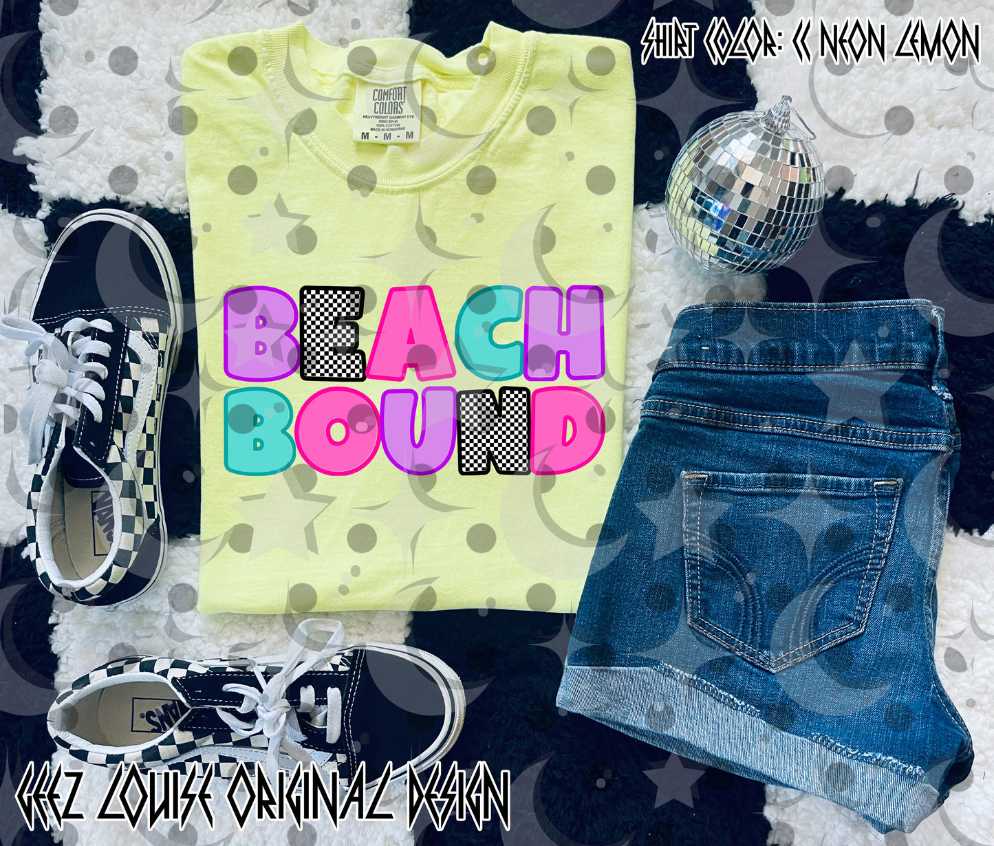 Beach Bound PNG | Retro Neon Summer Design | Bright Bubble Letter Shirt Graphic | Vacation Vibes Sublimation PNG
