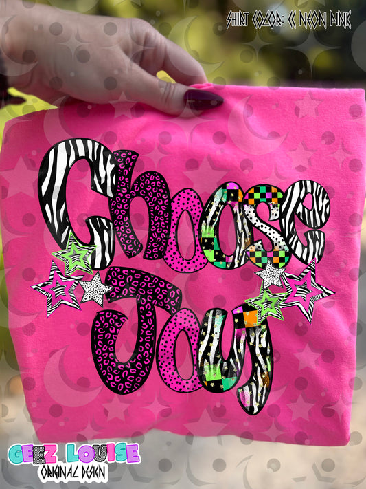 Choose Joy Neon Grunge Digital Design PNG