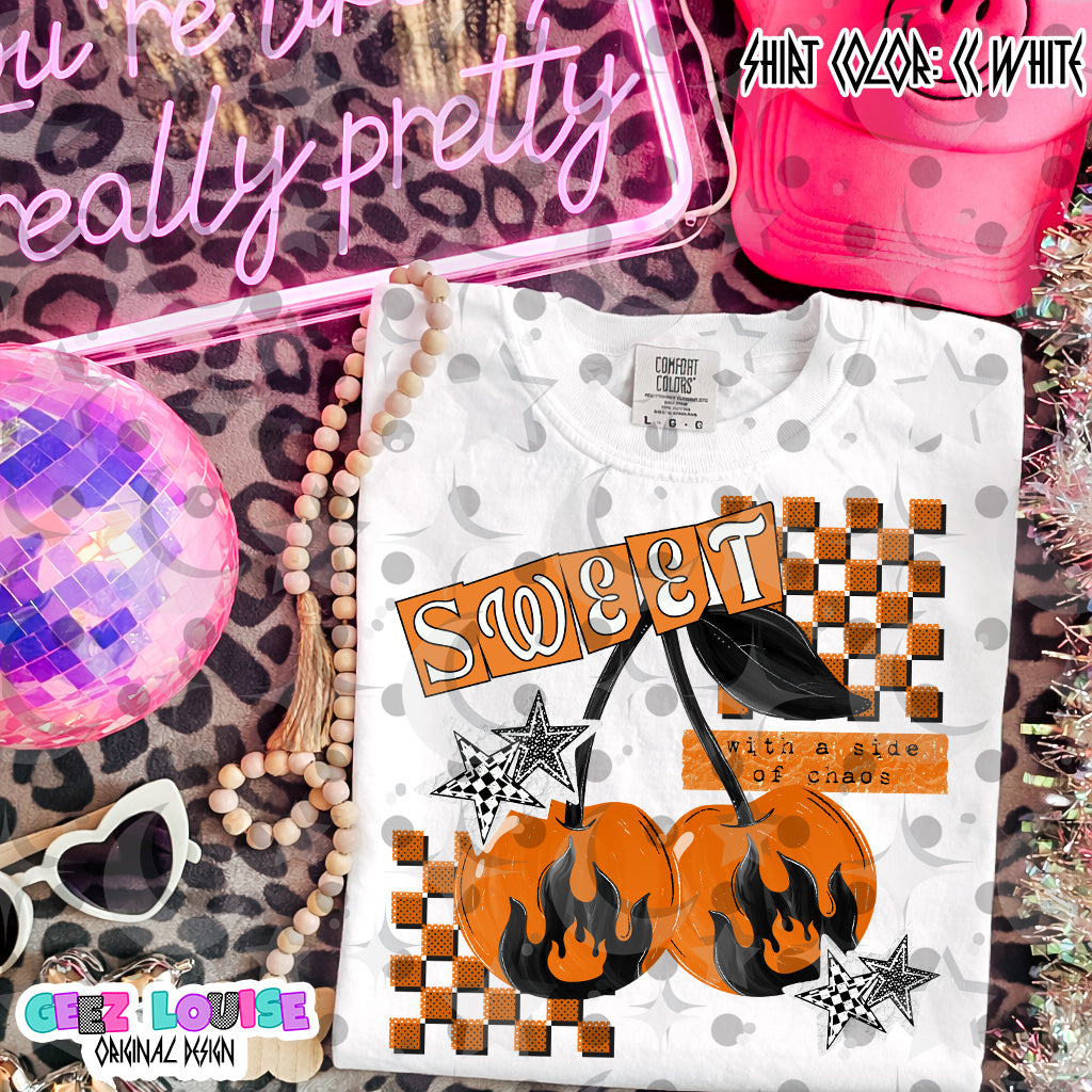 Sweet with a Side of Chaos PNG | Retro Cherry Sublimation Design | Goth Cherry Shirt PNG