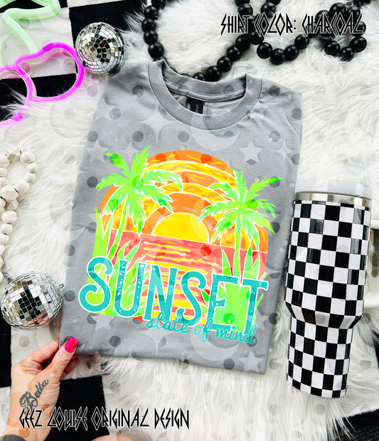 Sunset State of Mind Digital Design – Tropical Summer Graphic