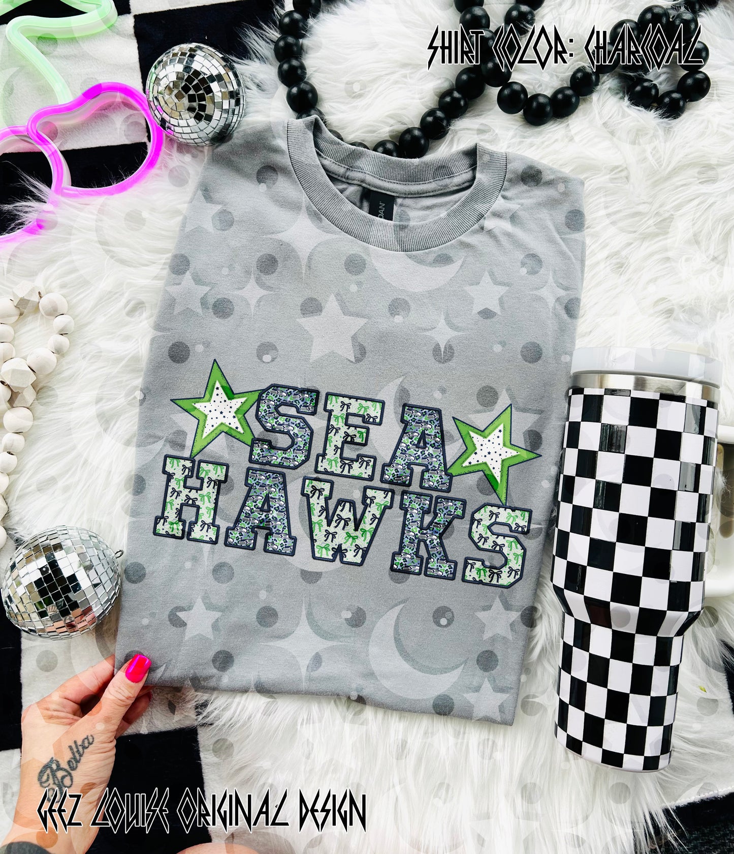 Big Game Football Hawk Phrase Digital Design | Star Accent Pattern PNG