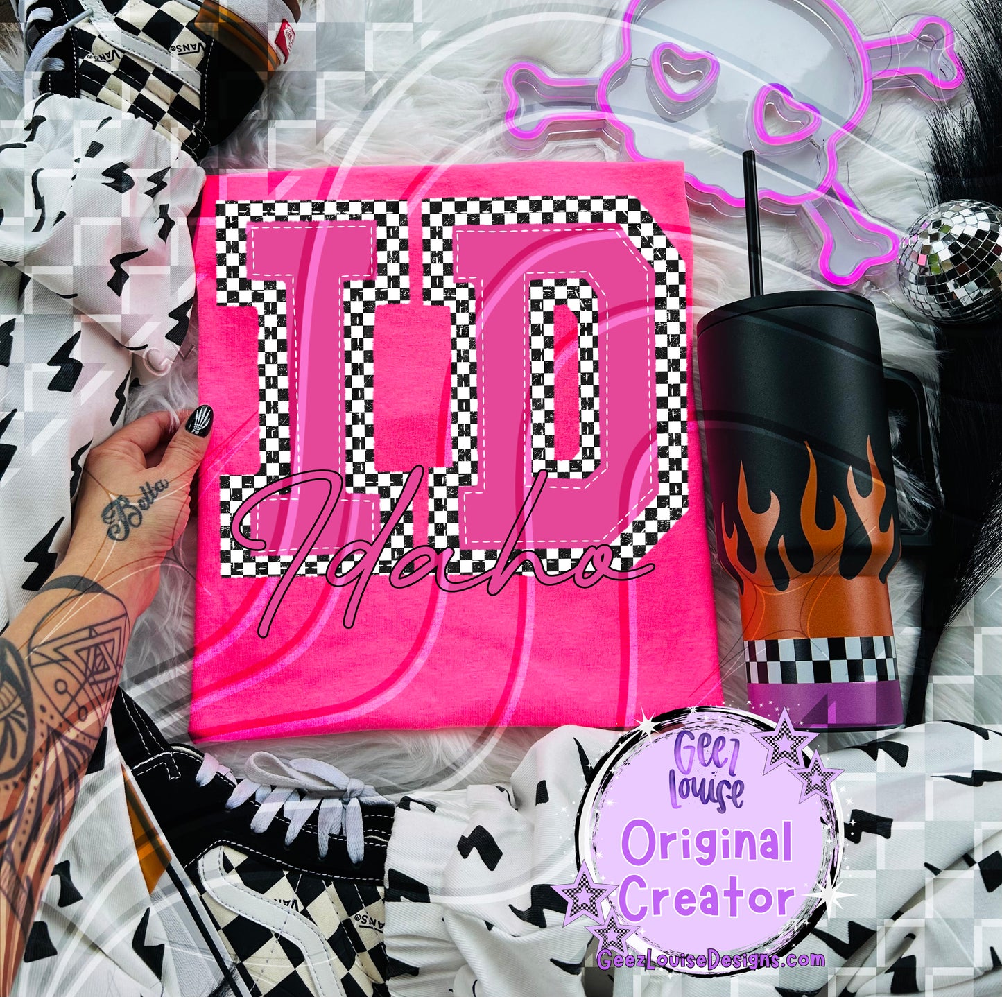 Pink Checkered States Digital Design | 50 States |  PNG