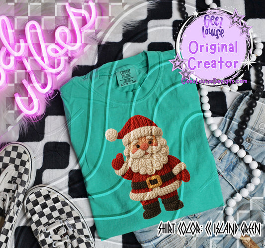 Yarn Texture Santa Digital Design | Full Body Rope Stitch Effect | Cozy Christmas Sublimation PNG
