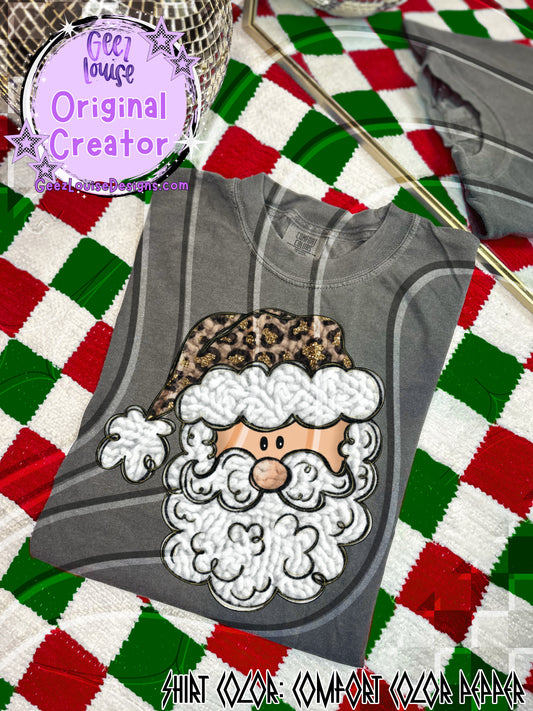 Leopard Yarn Texture Santa Digital Design | Cozy Rope Stitch Effect | Christmas Sublimation PNG