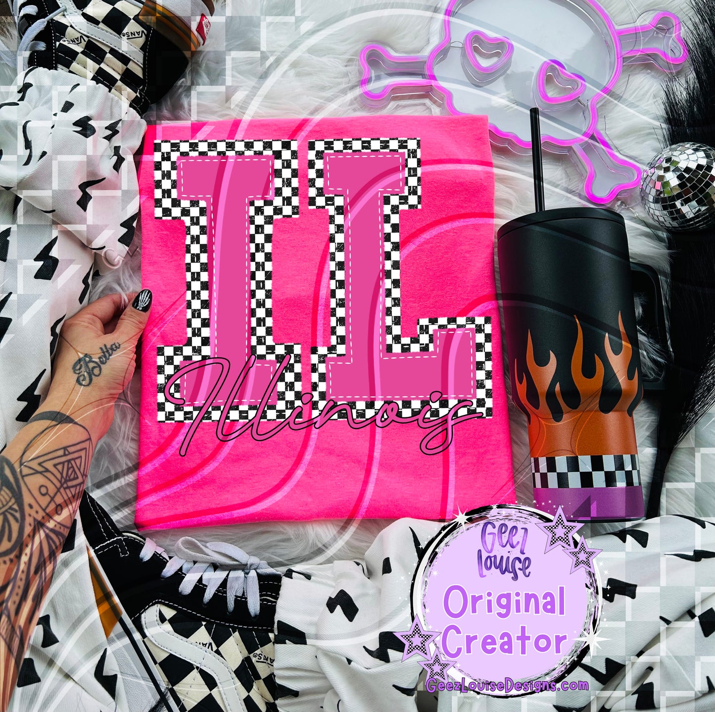 Pink Checkered States Digital Design | 50 States |  PNG