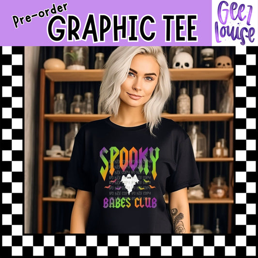 Spooky Babes Club Tee – Halloween Girl Gang Graphic | Pre-Order | Made to Order