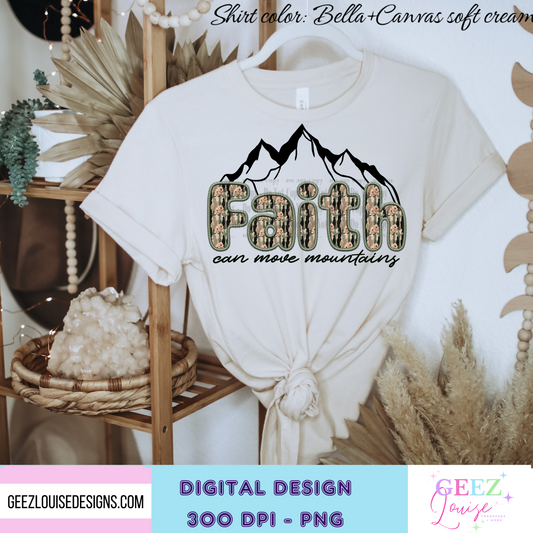 Faith can move mountains - faux embroidery - Digital Download- PNG