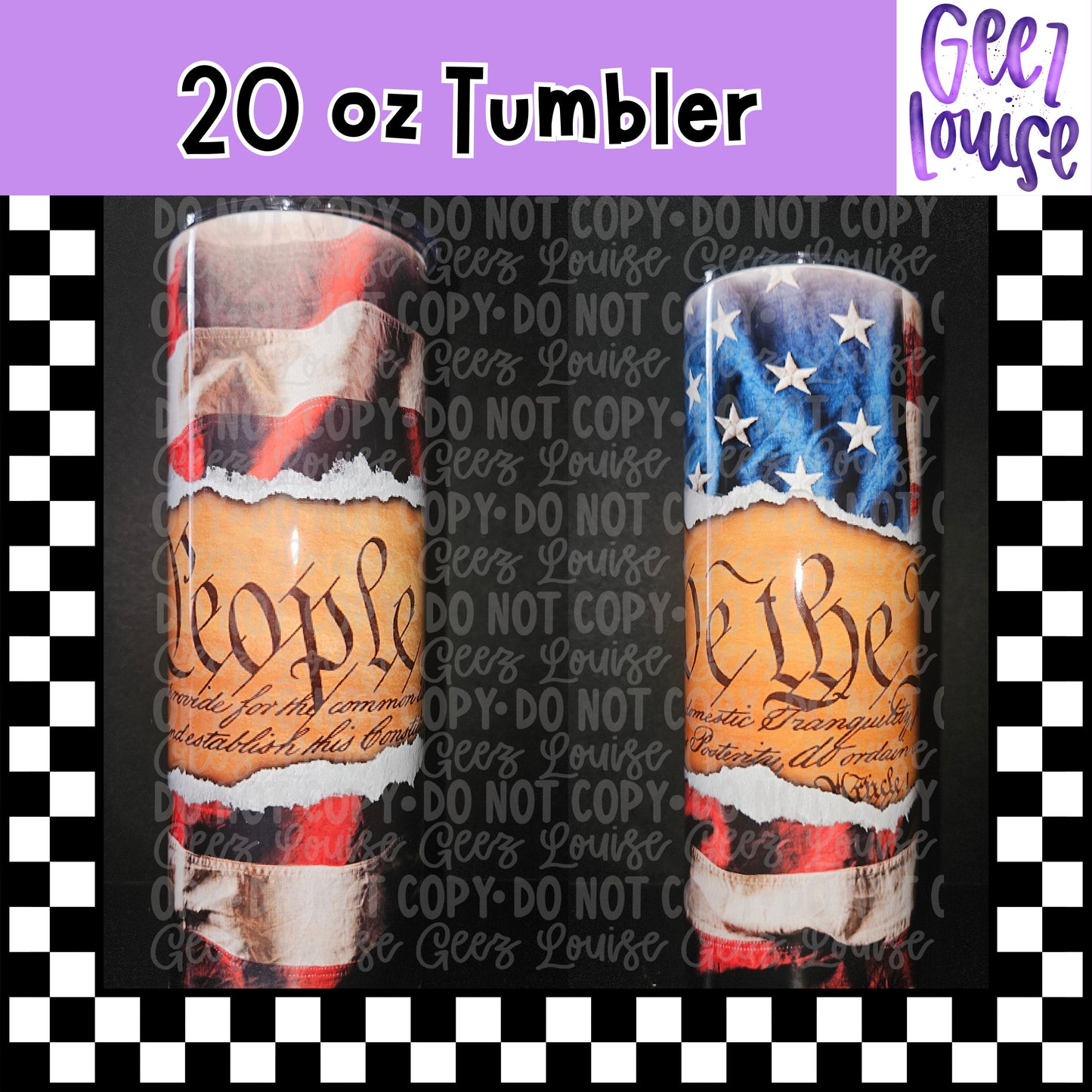 We The People Patriotic 20 oz Stainless Steel Tumbler – Lid & Straw Included