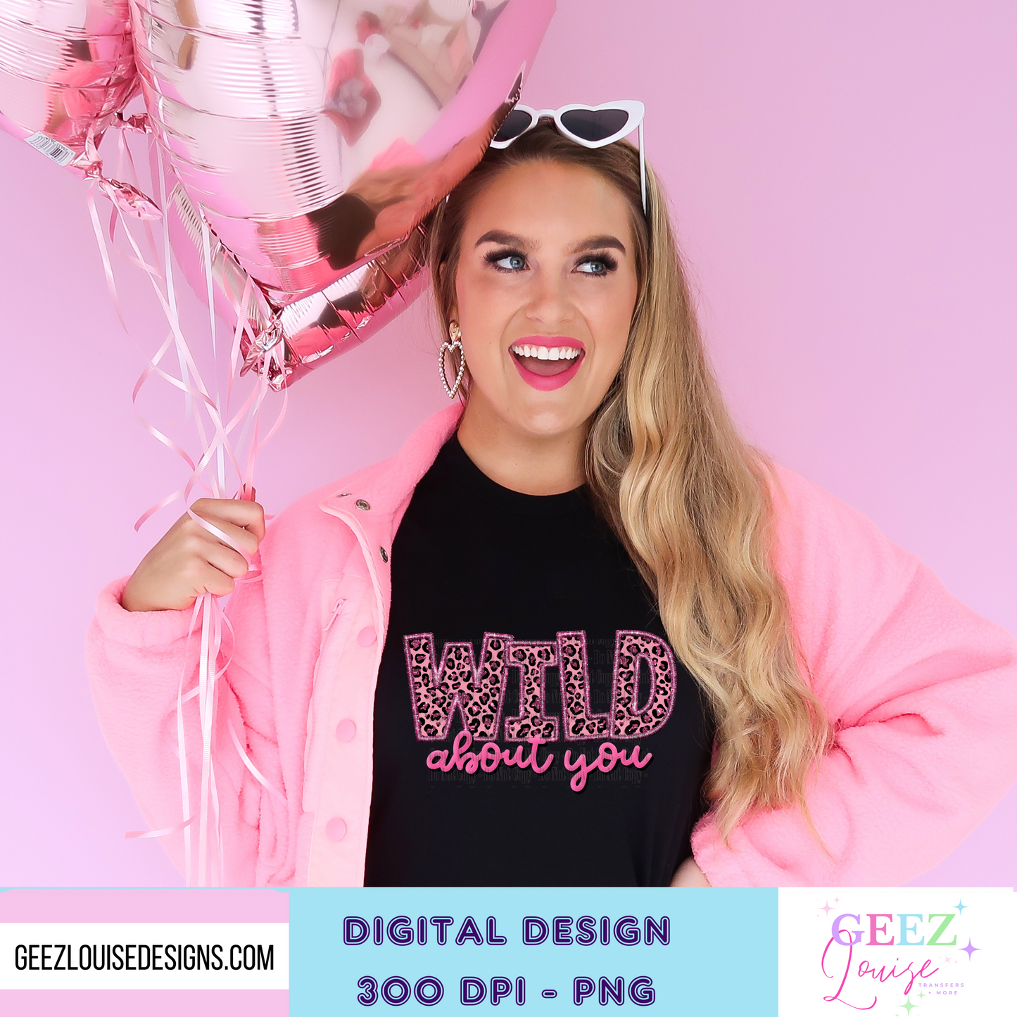 Wild about you - faux sequin faux embroidery Valentines - Digital Download- PNG