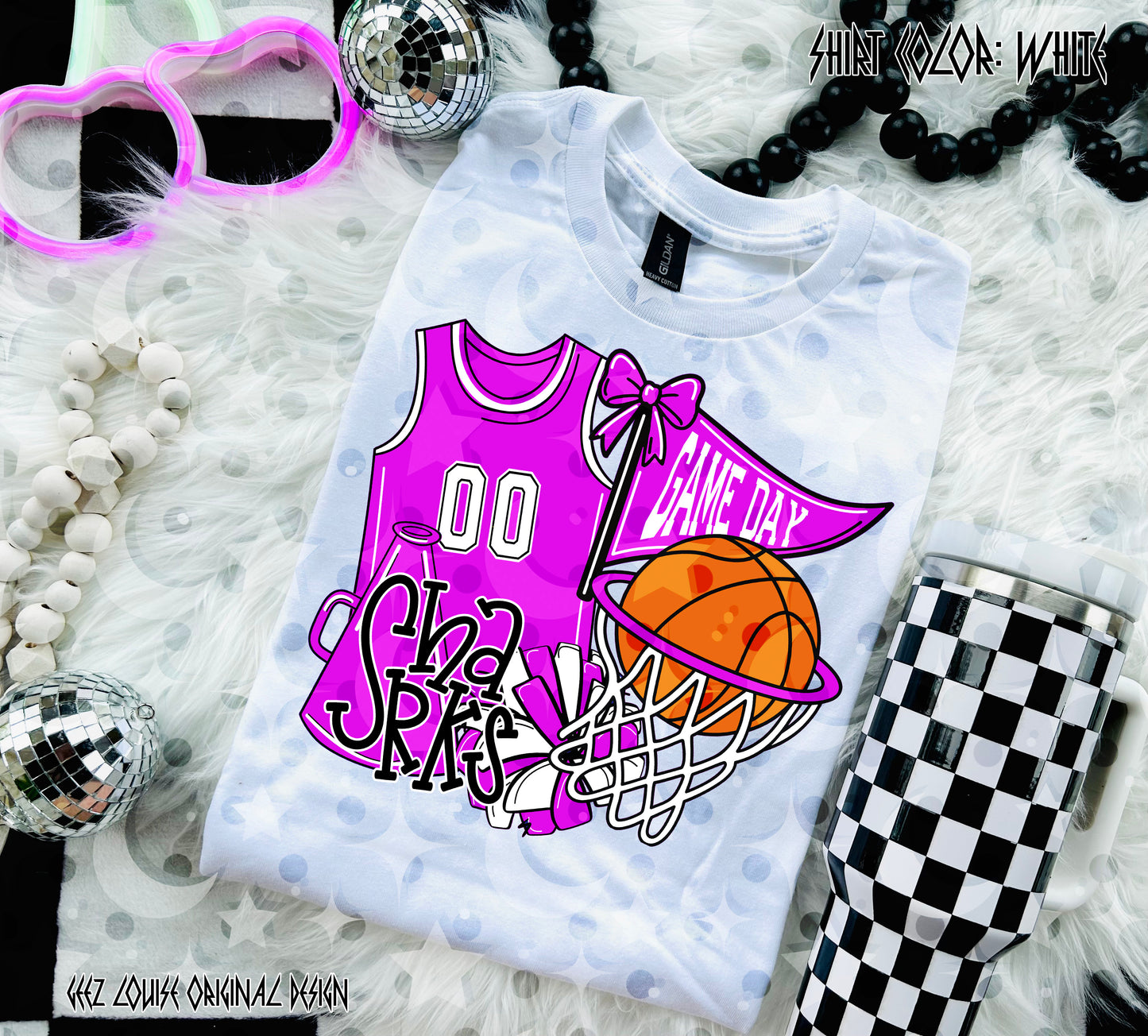 Basketball Game Day Digital Design | Custom Team Spirit PNGs (100+ Teams) - Pink