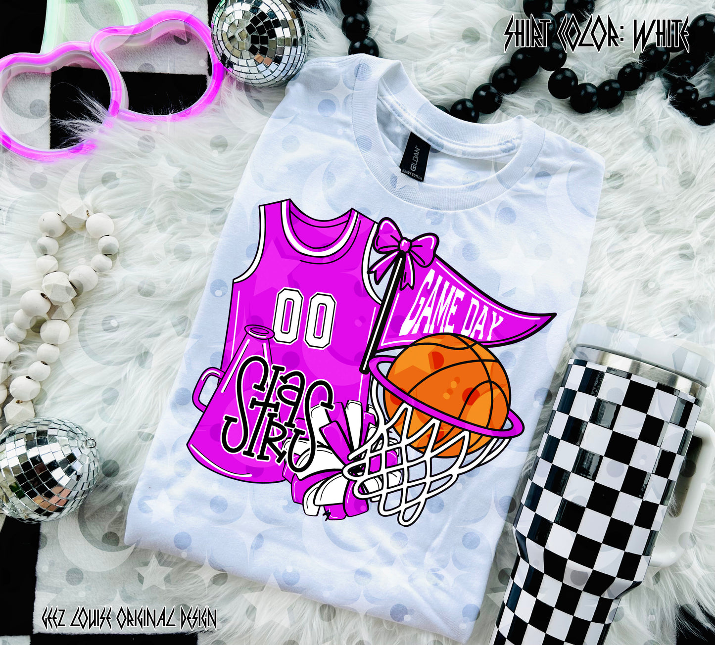 Basketball Game Day Digital Design | Custom Team Spirit PNGs (100+ Teams) - Pink