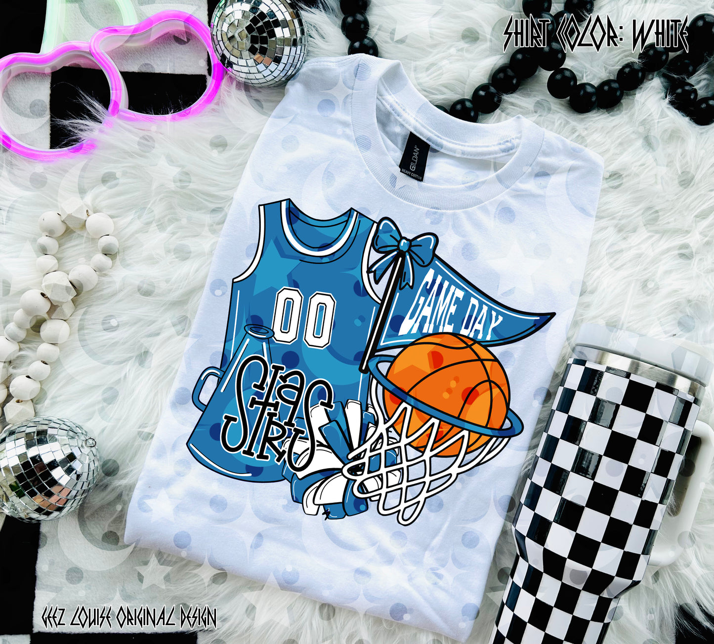 Basketball Game Day Digital Design | Custom Team Spirit PNGs (100+ Teams) - Light Blue
