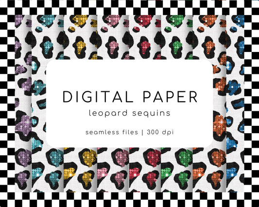 Leopard Sequins Digital Paper | Seamless Glitter Animal Print PNG