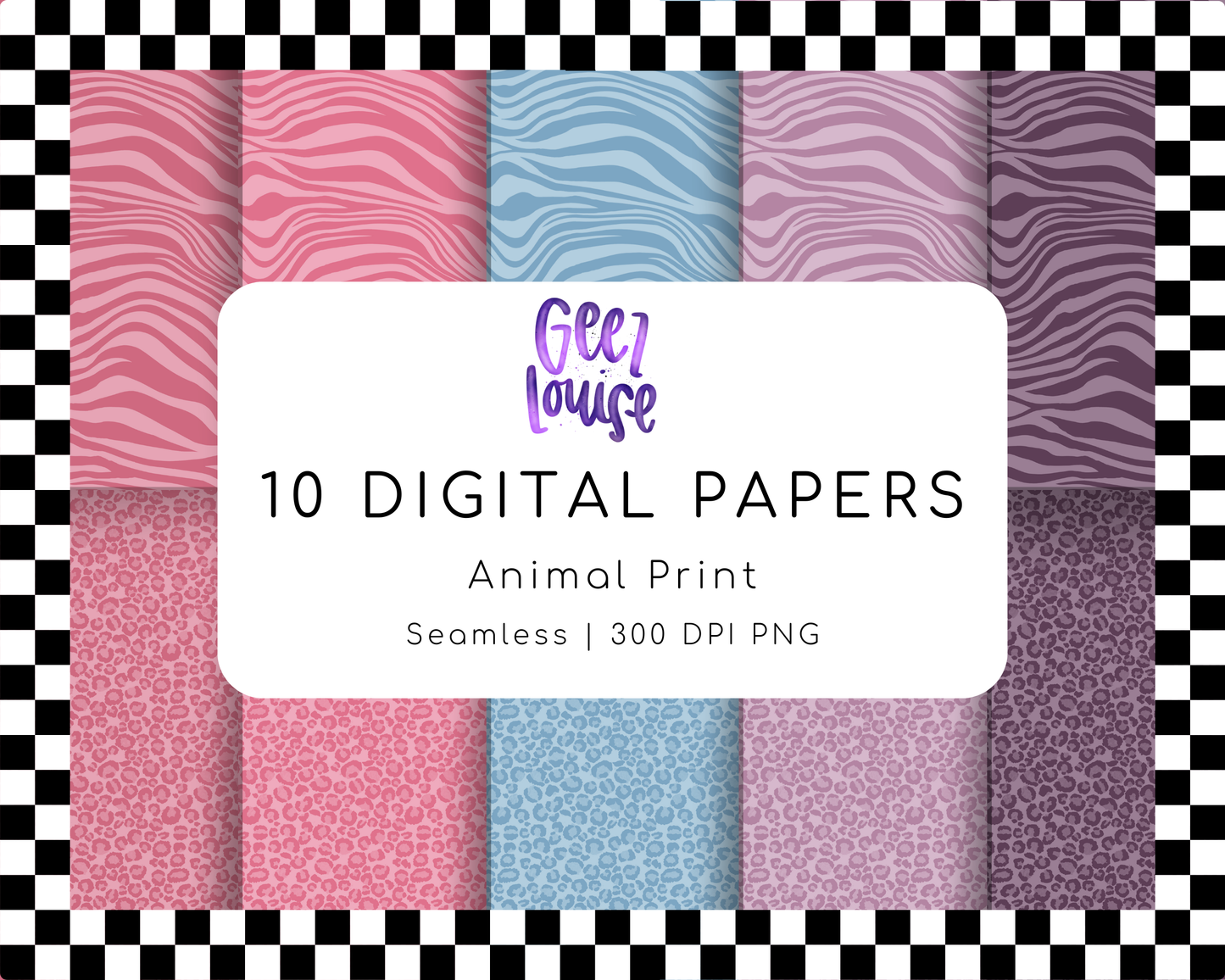 Valentine's Animal Print Seamless Digital Papers • 300 DPI Pattern Mini Bundle