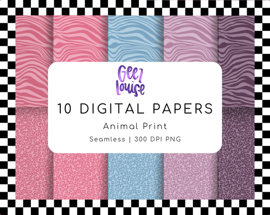 Valentine's Animal Print Seamless Digital Papers • 300 DPI Pattern Mini Bundle