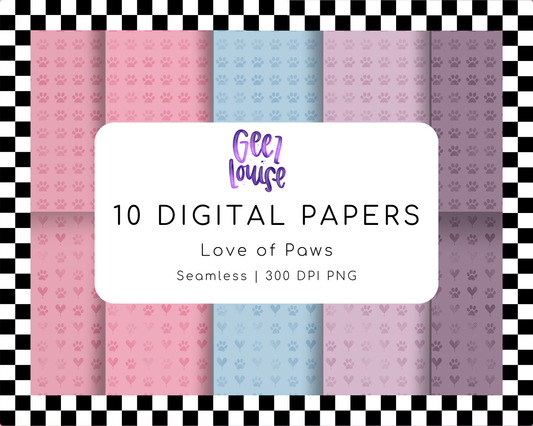 For Love of Paws Seamless Digital Papers • 300 DPI Pattern Mini Bundle
