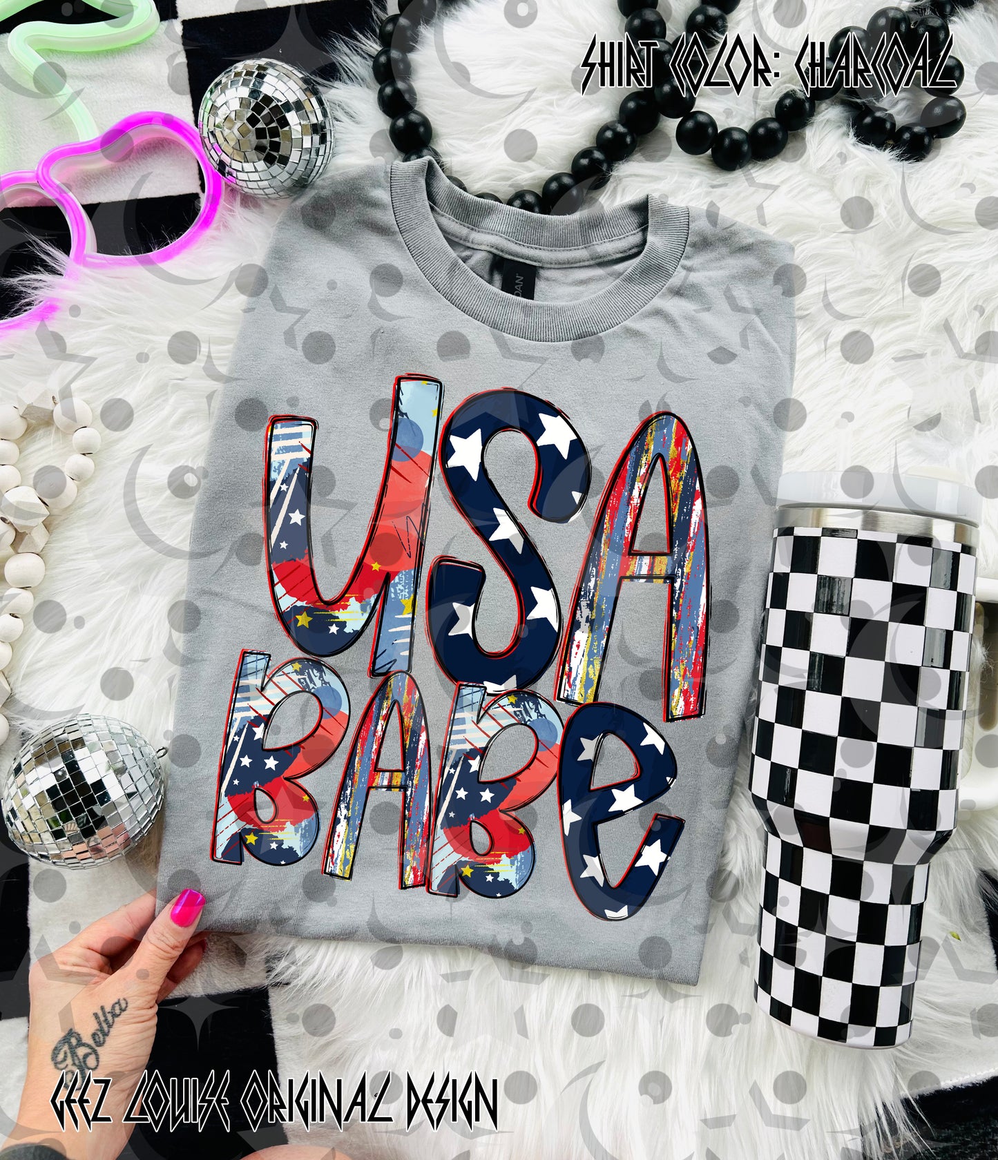 USA Babe PNG | Patriotic Red White Blue Shirt Design | 4th of July Sublimation File