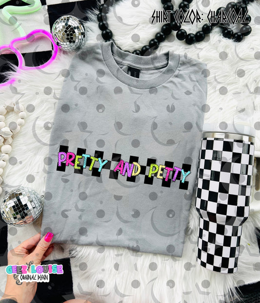 Pretty and Petty | Retro Checkerboard PNG Design