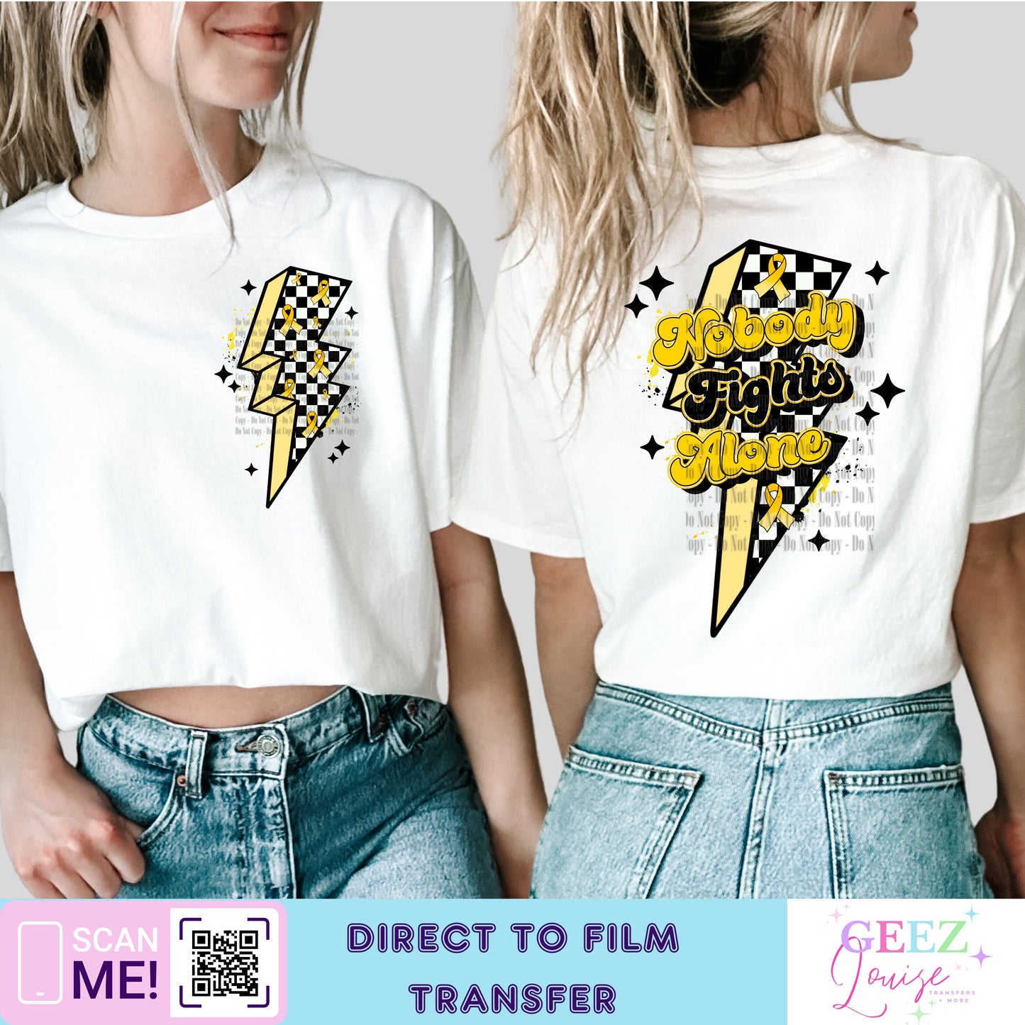 Nobody fights alone childhood cancer awareness - Direct to Film Transfer - made to order