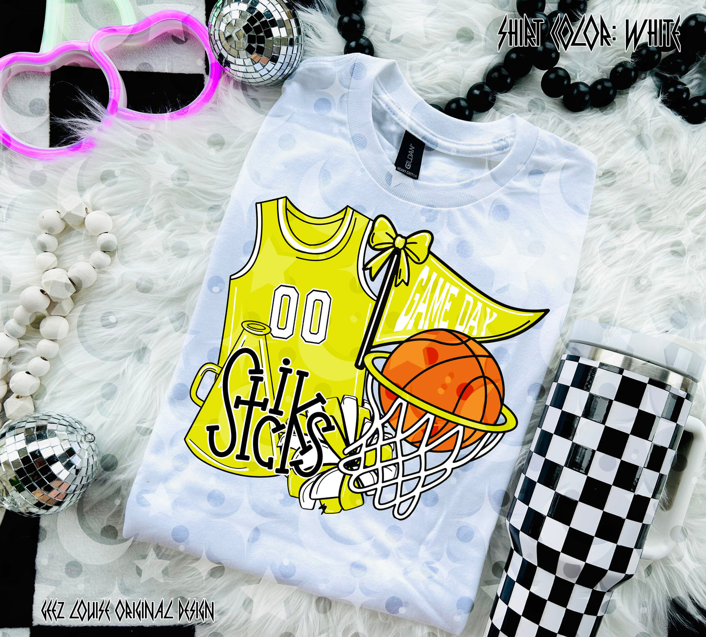 Basketball Game Day Digital Design | Custom Team Spirit PNGs (100+ Teams) - Yellow