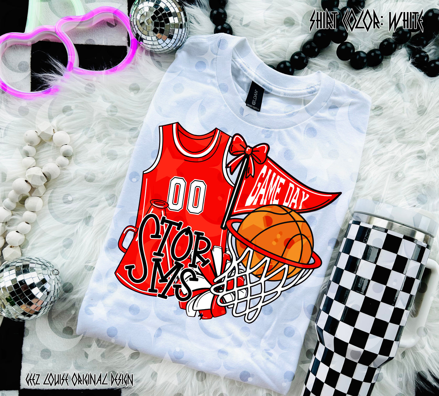 Basketball Game Day Digital Design | Custom Team Spirit PNGs (100+ Teams) - Red