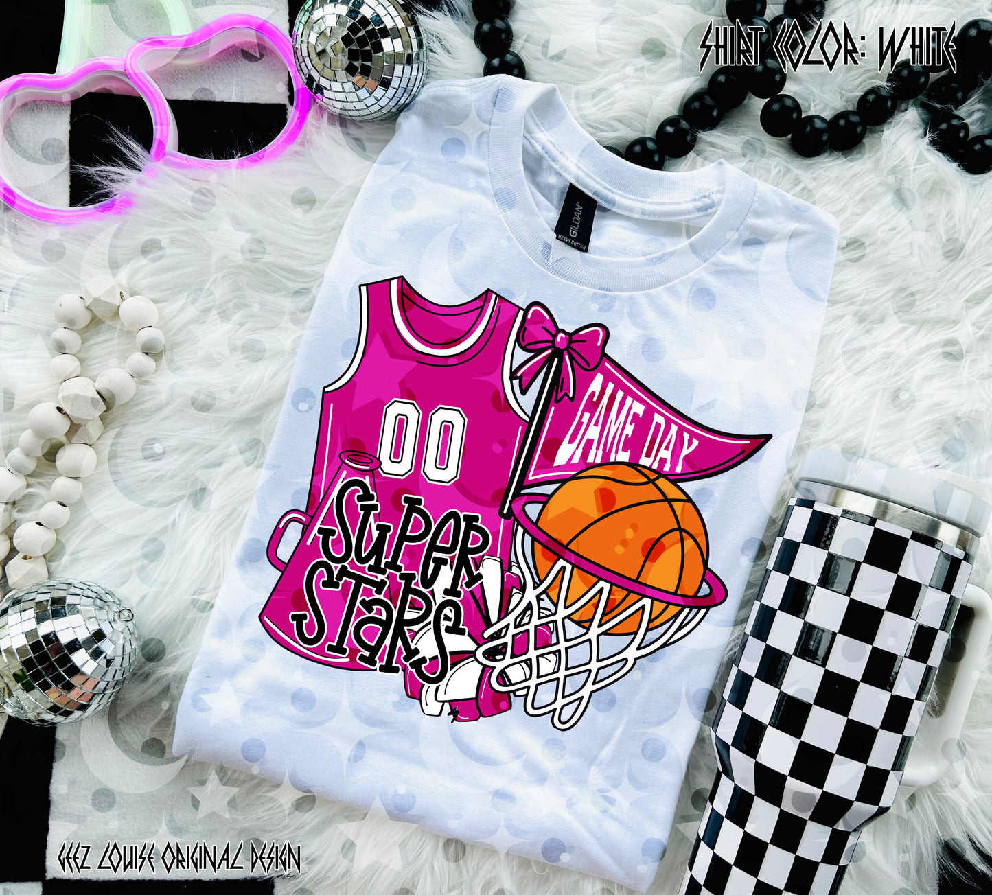 Basketball Game Day Digital Design | Custom Team Spirit PNGs (100+ Teams) - Dark Pink