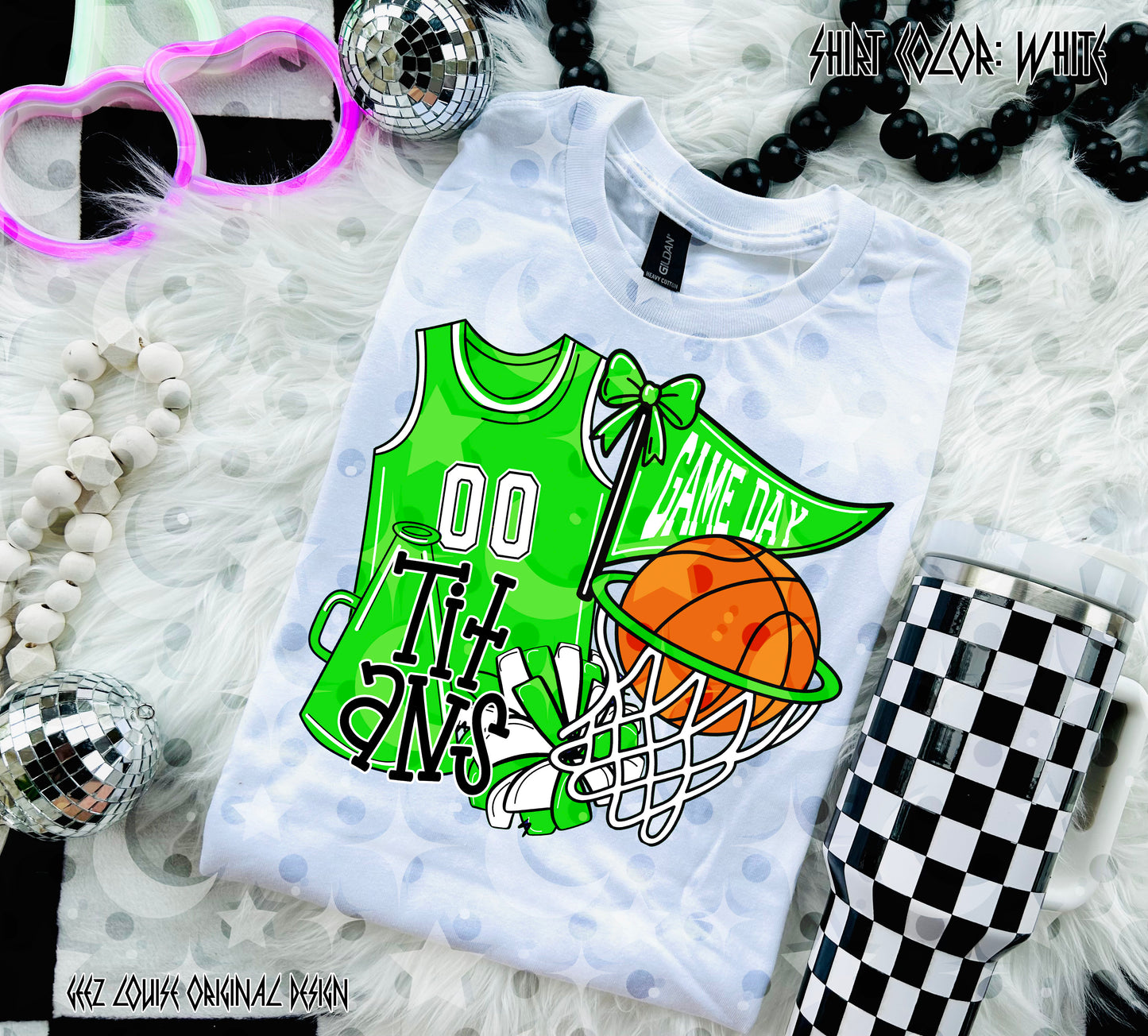 Basketball Game Day Digital Design | Custom Team Spirit PNGs (100+ Teams) - Light Green