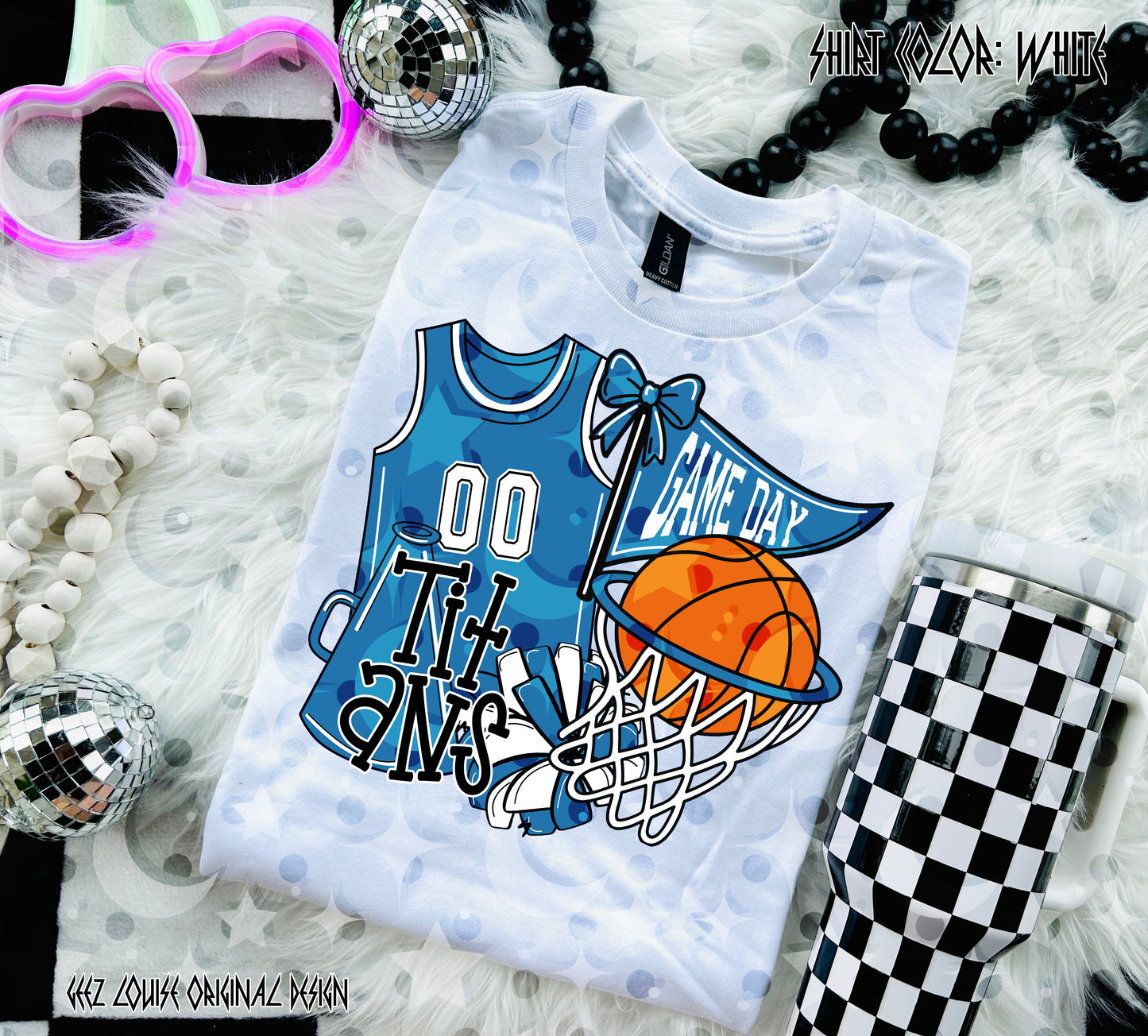 Basketball Game Day Digital Design | Custom Team Spirit PNGs (100+ Teams) - Light Blue