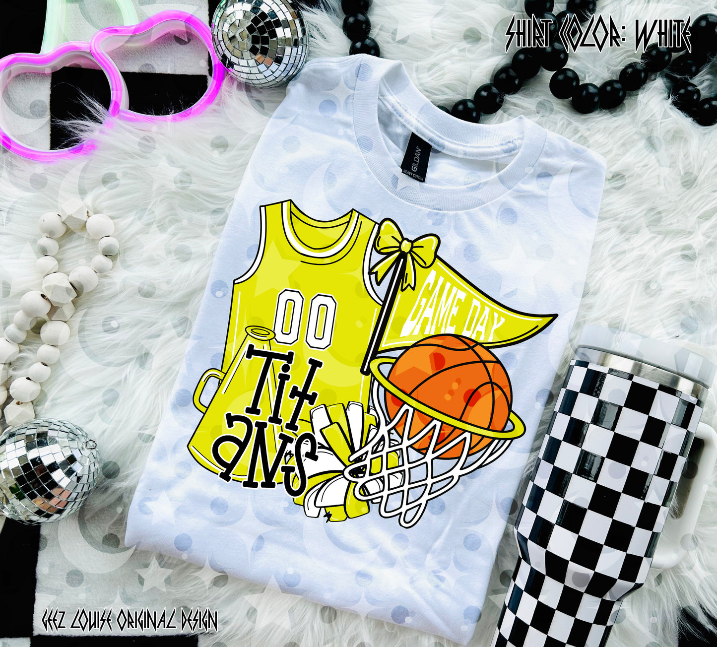 Basketball Game Day Digital Design | Custom Team Spirit PNGs (100+ Teams) - Yellow