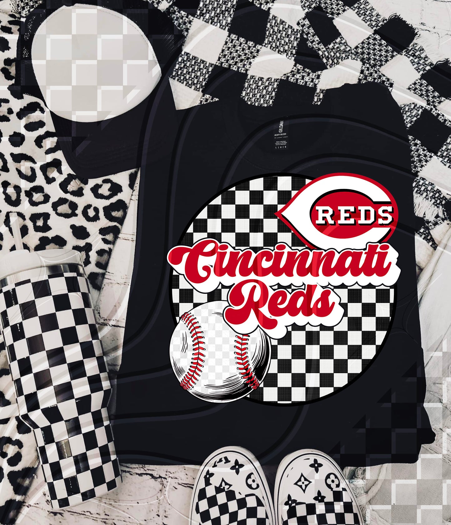 Checkered Spirit Baseball Circle | 30 Team Options - Digital Download- PNG
