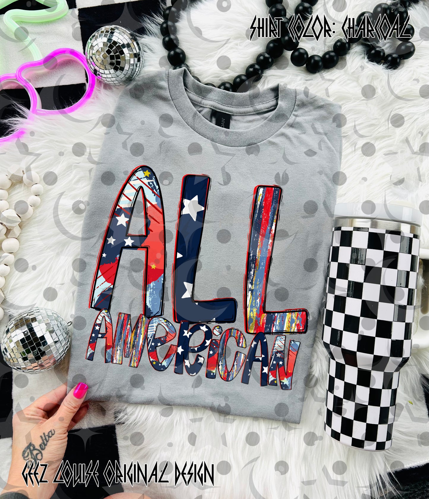 All American PNG | Patriotic Red White Blue Shirt Design | 4th of July Sublimation File